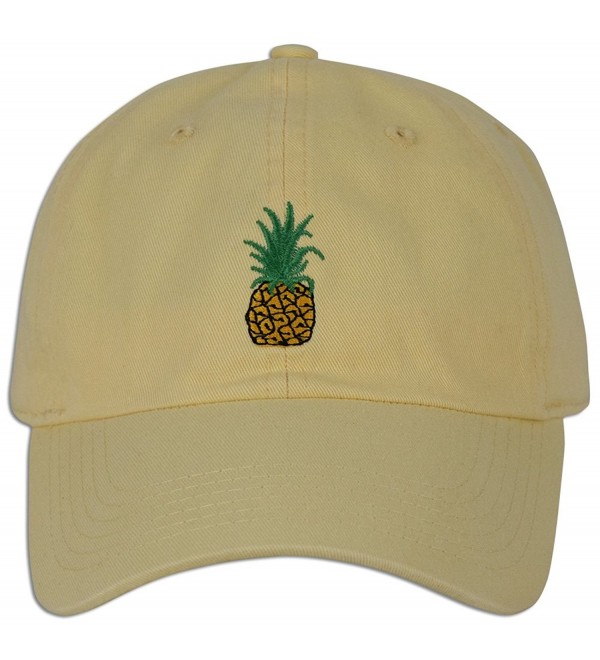 Pineapple Embroidery Dad Hat Baseball Cap Polo Style Unconstructed - Lt. Yellow - CF182AOX62S