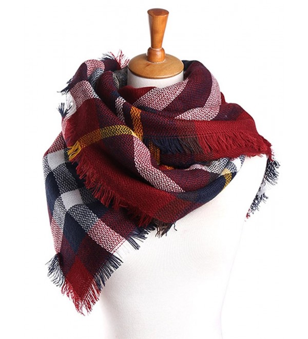 Amberzina Amberzina Women's Fall&Winter Warm Plaid Tartan Scarf Shawl - Red-plaid - C9186S4XLAL