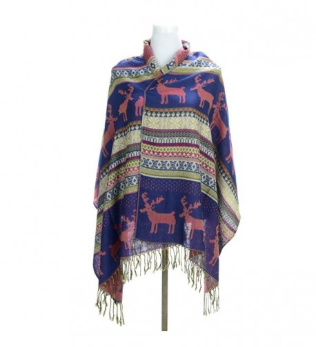 Wensltd Winter Jacquard Knit Scarf Bohemian Christmas Snowflake Deer Scarf - Purple - CR1259OLQ4H