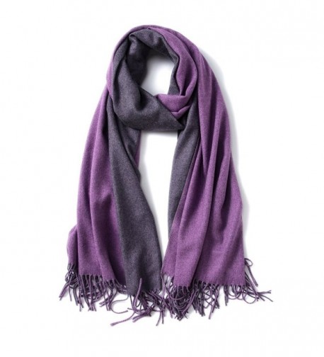 MaaMgic Womens Soft Cashmere Feel Pashmina Shawls Wraps Large Long Winter Scarf - Purple and Darkpurple - CB185DT3H02