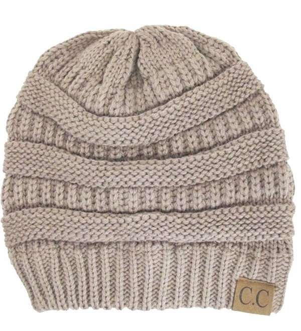 Thick Slouchy Knit Oversized Beanie Cap Hat-One Size-Taupe - CE11P2151N5
