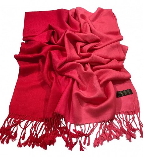 Two Tone Design Shawl Scarf Wrap Stole Throw Shawls Pashminas CJ Apparel NEW - Red Two Tone - CK182HRC434