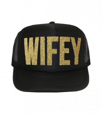 Classy Bride Wifey Trucker Hat by (Black and Glitter Gold) - CD12NA0RP2G