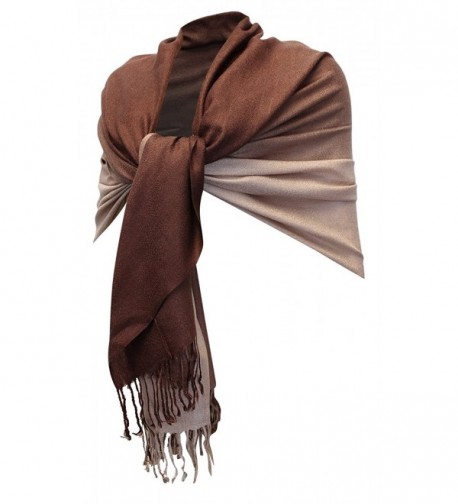Enimay Women's Silky Persian Pashmina Scarf Two-Tone Soft Shawl Wrap Stole - Two Tone Brown - CP1206ROUXB