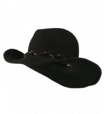 Wool Felt Cowboy Hat with Twisted Hat Band - Black - C711JQNZ077