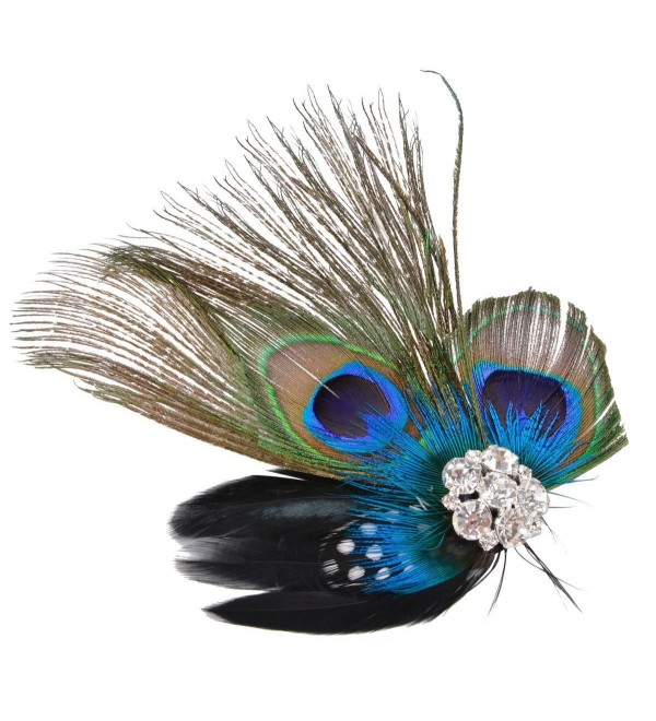 Fascigirl Fascinator Peacock Feather Headdress Wedding Hair Clip Headwear for Women - C9126PFTRK9
