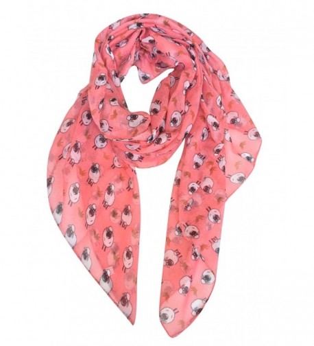 GERINLY Cute Sheep Wrap Scarf Lightweight Animal Print Womens Scarves - Light Red - C8186GU042Y