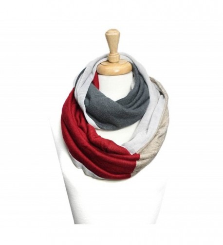 Trendy Knitted Color Block Infinity Scarf - Beige - CC11I97NRIF
