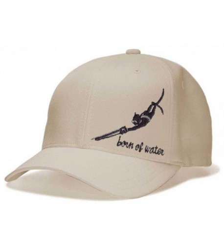 Spearfishing Hat: Flexfit Fitted Cap: Born of Water Apparel - Natural - C5117RY9K3H