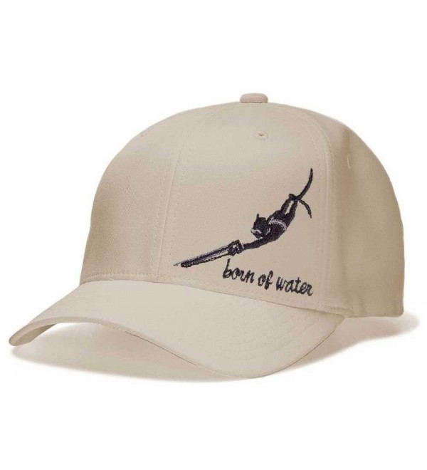 Spearfishing Hat: Flexfit Fitted Cap: Born of Water Apparel - Natural - C5117RY9K3H