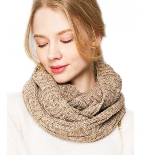EUPHIE YING Women Men Thick Winter Infinity Circle Loop Scarf- Warm and Soft - Beige - CB1867SQN3T