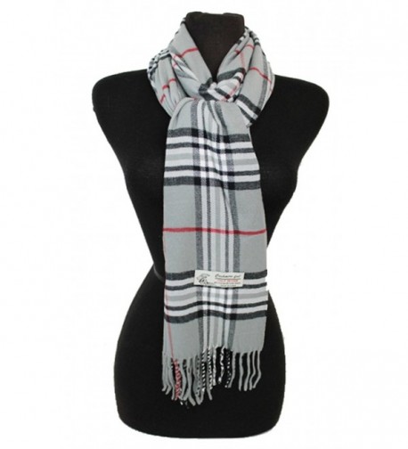 Fashion Secret Soft Checked Plaid Cashmere Feel with Twisted Fringe Scarf Wrap Shawl - Gray - CI128RQW1BB