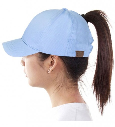 ScarvesMe C.C Ponytail Cap Messy Buns Trucker Plain Baseball Ponycap Hat - Bt-7_light Blue - CJ184KALU5M