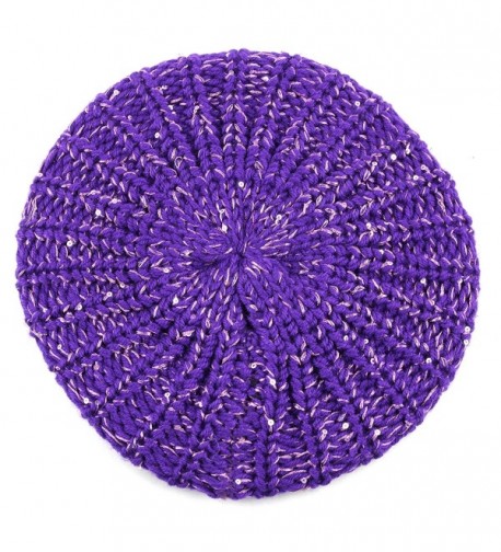 Depot 700hat51 Sequin Beret Purple2