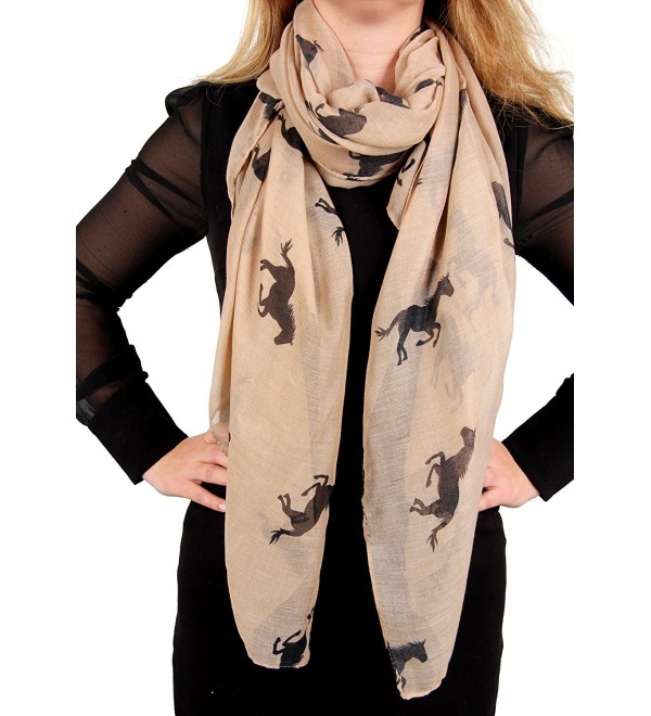 Calonice Amorino Ladies' Scarf Horse Print 100x180cm 2100A - Brown - C311KKGVHNP