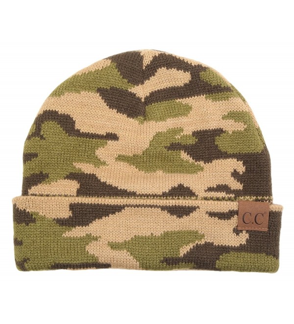 Funky Junque's Camouflage Camo Print Knit Cuff Beanie Warm Winter Hat Skully Cap - CZ12NG82547