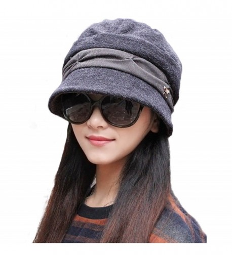 doublebulls hats Knitted Cloche Hat Pleated Flapper Womens Ladies Winter Hat Short Brim Cap-Multicolor - Grey - CB187W7YDRR