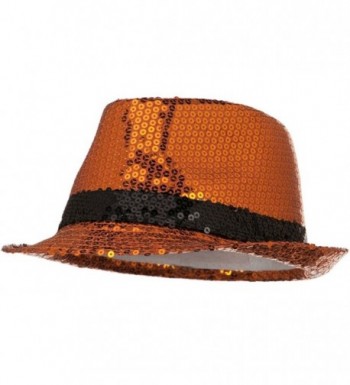 Shiny Sequin Fedora Hat - Orange Black W18S51F - C2110J66AFP