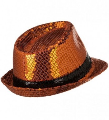 Shiny Sequin Fedora Hat Orange