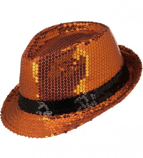 Shiny Sequin Fedora Hat Orange in Men's Fedoras