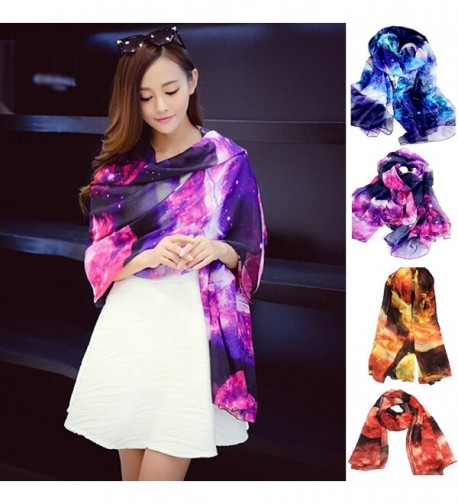 Starry Sky Galaxy Star Space Printing Chiffon Long Wrap Scarves with ...