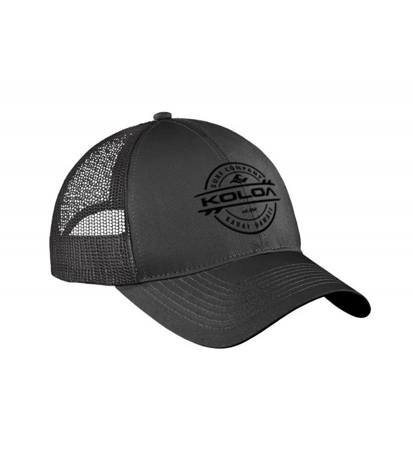 Koloa Surf Thruster Logo "Old School" Curved Bill Mesh Snapback Hats - Charcoal With Black Embroidered Logo - CU17YOLOHO2