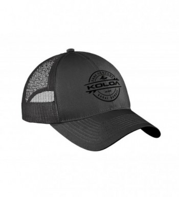 Koloa Surf Thruster Logo "Old School" Curved Bill Mesh Snapback Hats - Charcoal With Black Embroidered Logo - CU17YOLOHO2