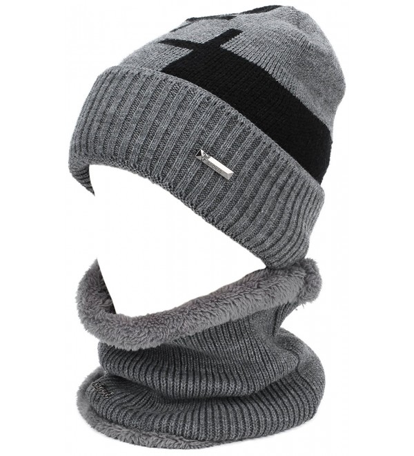 Winter Beanie Knitting Fleece Colors - Grey Hat Scraf Set - C9188M2XXQ6