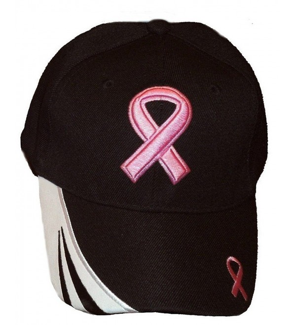 Breast Cancer Awareness Pink Ribbon Baseball Cap Hat / Pink On Black - CI11WRSNBAP