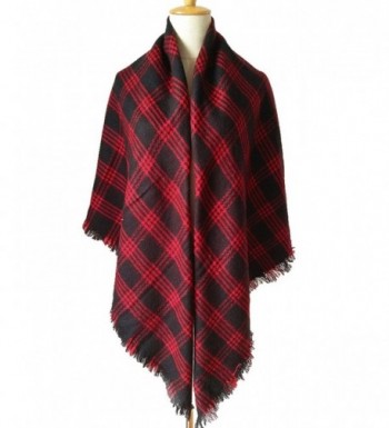 Women's Oversized Square Plaid Scarf Tartan Blanket Wrap Shawl 14 Black ...