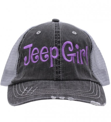 Jeep Girl Embroidered Distressed Trucker Style Cap Hat Rocks any Outfit Purple - CE17YISDHK7