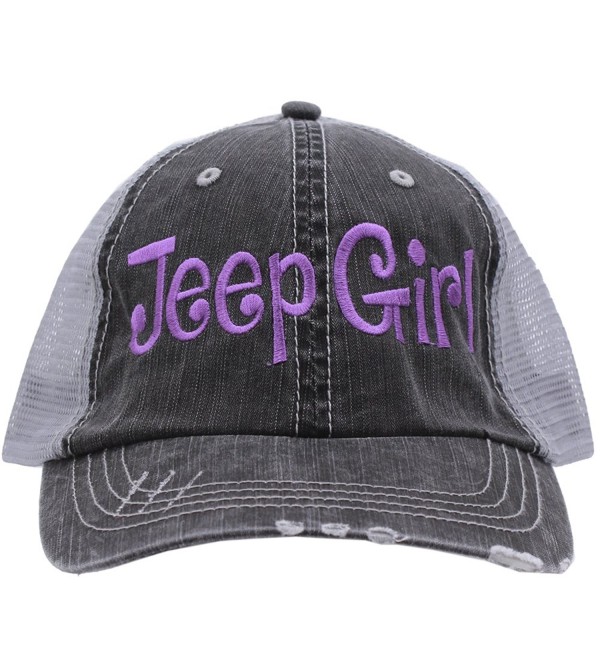 Jeep Girl Embroidered Distressed Trucker Style Cap Hat Rocks any Outfit Purple - CE17YISDHK7