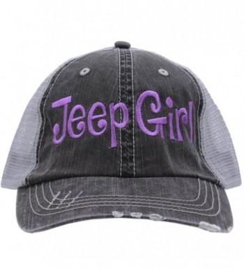 Jeep Girl Embroidered Distressed Trucker Style Cap Hat Rocks any Outfit Purple - CE17YISDHK7