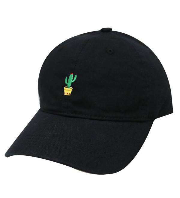 City Hunter C104 Cute Cactus Cotton Baseball Dad Cap 19 Colors - Black - CD182ETYARM