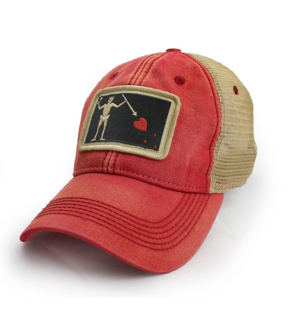 Blackbeard Pirate Flag Trucker Hat- Nautical Red - C312O636XCP