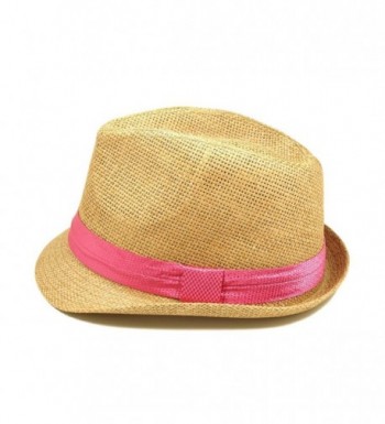 Classic Fedora Straw Pink Band in Women's Fedoras