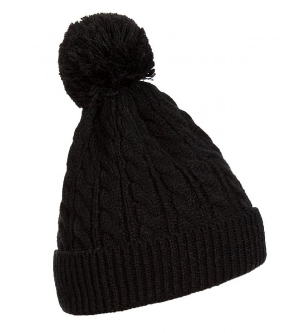 Kangqifen Women's Slouchy Beanie Cap Winter Ski Knitted Pom Pom Hat - Black - CM12O10QN0R