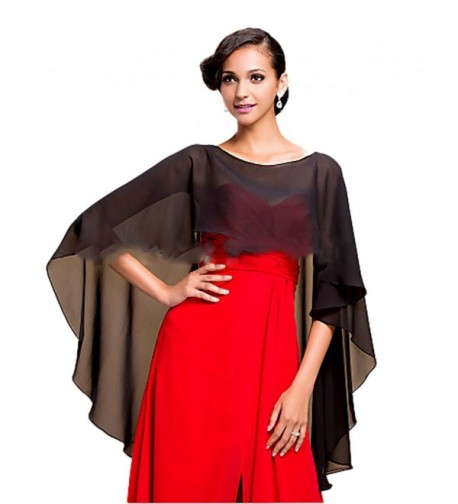 Hot Dresses Women's Chiffon Soft Shawl for Weddings Evening Wraps - Black - CN184XR2457