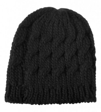 Zodaca Warm Chunky Soft Stretch Cable Women Knit Slouchy Beanie Skully Crochet Hat - Black - C912BGVBZZ7