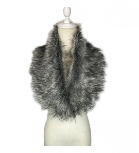 Amiley women scarfs - Womens Faux Fur Collar Scarf Shawl Collar Wrap Stole Scarves - Gray - C012OHVFJ3S