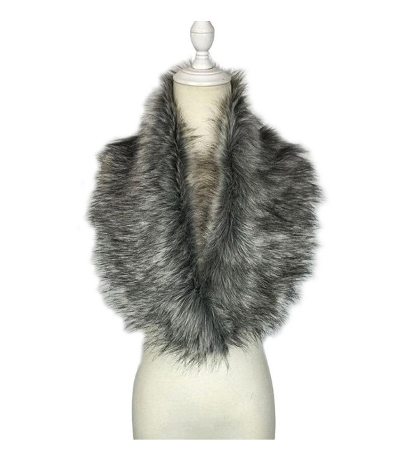 Amiley women scarfs - Womens Faux Fur Collar Scarf Shawl Collar Wrap Stole Scarves - Gray - C012OHVFJ3S