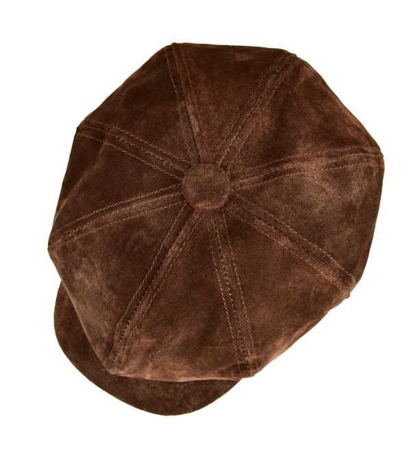 Leather newsboy Retro IVY Hat Cap 8 Pannel Cabbie Classtic Beret Hat Dark Brown C71859852YC