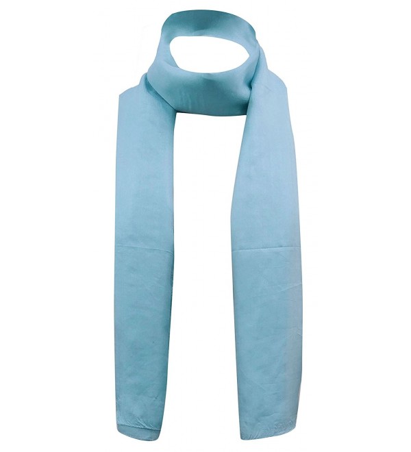 New 100% Silk Scarf Fashion Long Indian Women Wrap Soft Scarves 70" x 20" Inches - Greyish Blue - CO183W0K46Q