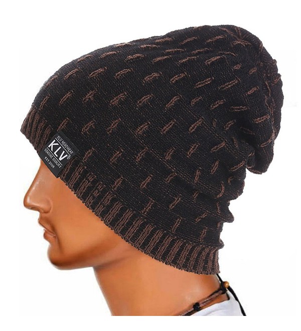 Foutou Men Winter Knitted Wool Slouchy Cap Ski Beanie Skull (Black) - C412N0KZC8E