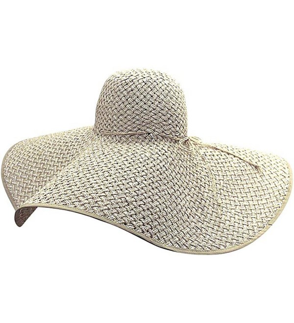 Cream & White Ultra Wide Brim Straw Floppy Hat - CP12FFTIZI1