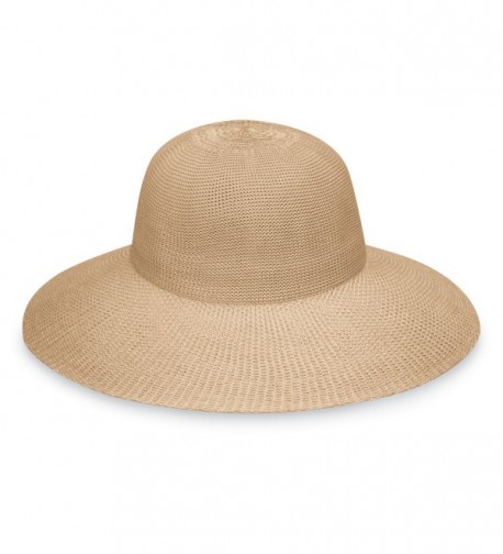 wallaroo Women's Victoria Diva Sun Hat- Packable Straw Hat - Tan - CG12NA5DP1J