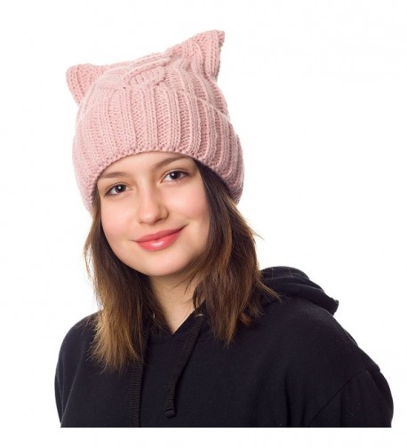 Hats Cats Women%60s March Cat Pink Winter in Women's Skullies & Beanies
