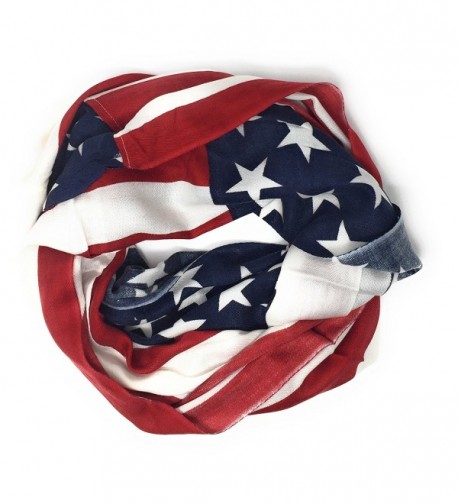 Large USA American Flag Red White and Blue Circle Infinity Scarf Shawl Wrap - Lightweight Flag - CA187KL64Z0