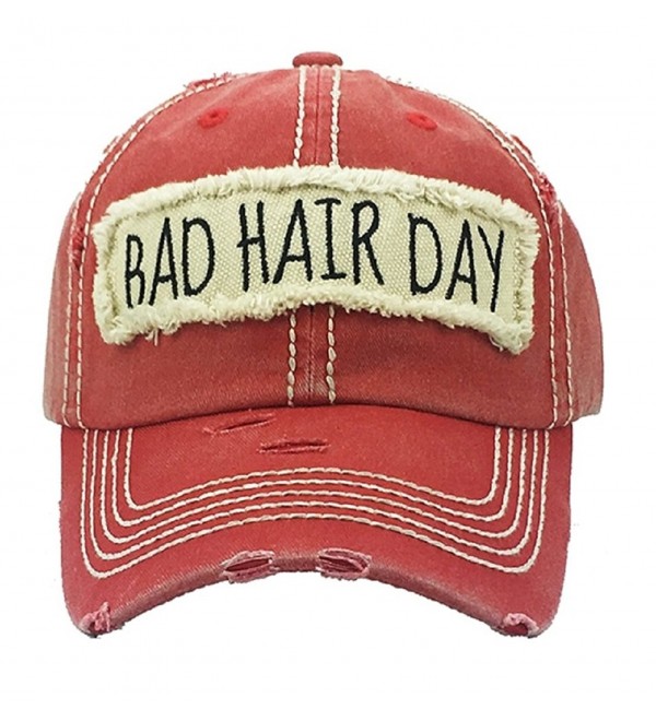 AH Adjustable Bad Hair Day Distressed Look Western Cowgirl Hat Cap JP - Red - CB180RN7TH6