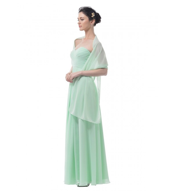 Alicepub Chiffon Bridal Shawl Wedding Wrap Stole Women's Evening Dress Scarf Bolero - Mint Green - CY17YX9WZI0